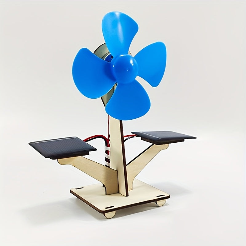 Wooden Solar Fan Set, Only 1 Hour Installation, STEAM Education Science Experiment, DIY Model Building & Assembly Hobby Cultivation, Enhance Thinking Ability and Fun, Perfect Gift