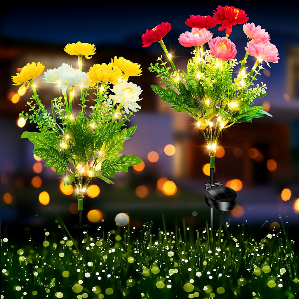 Five-Piece Solar Garden Light, Simulated Snow Lotus Glow, Outdoor Waterproof Flower Light, Outdoor Ambient Light, Suitable for Decorating Lawn, Garden, Path, Courtyard, Warm and Romantic Holiday Gift.