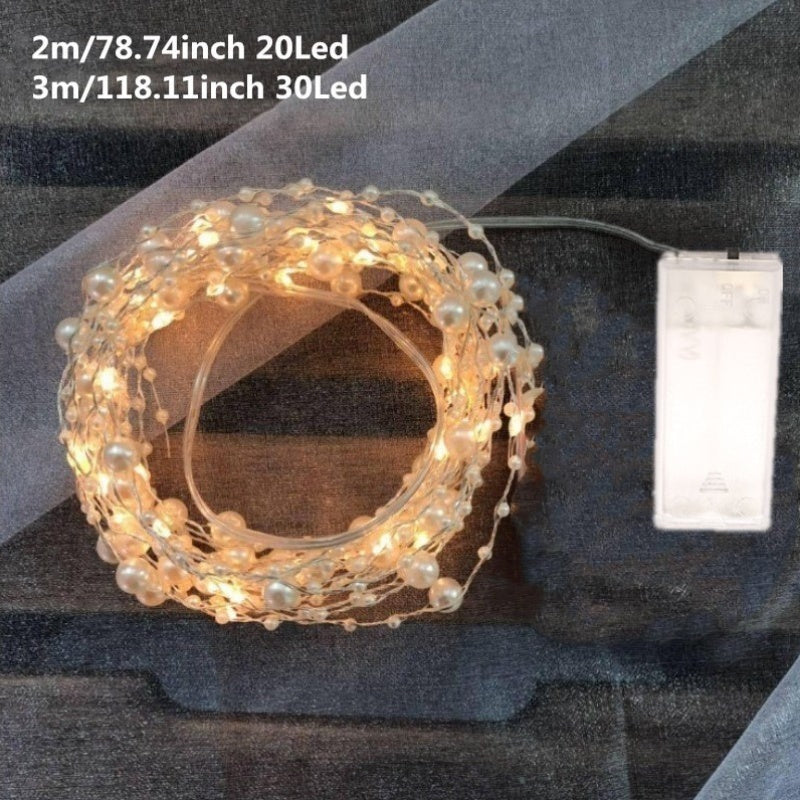 1根 78.74英寸 20LED/3米 30LED 珍珠灯串 | 电池供电，不含电池，现代风格，适用于婚礼和节日装饰
