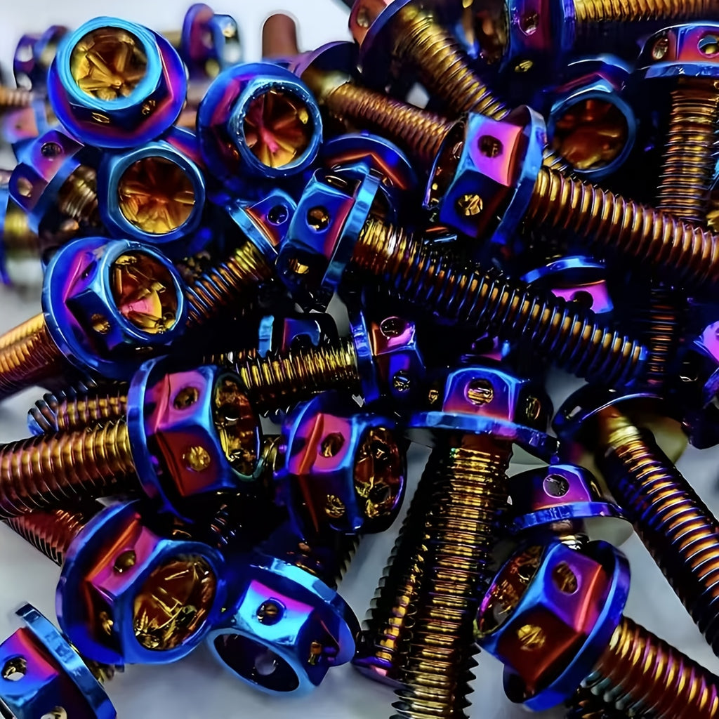 4pcs M6*25mm 304 Aluminum Alloy Hexagon Socket Cap Screws, Modified Screws for Motorcycles & Electric Bikes, Vacuum Plated Blue, Sturdy Appearance, Auto & EV Parts, Durable Fasteners for Vehicle Accessories | EV Components |