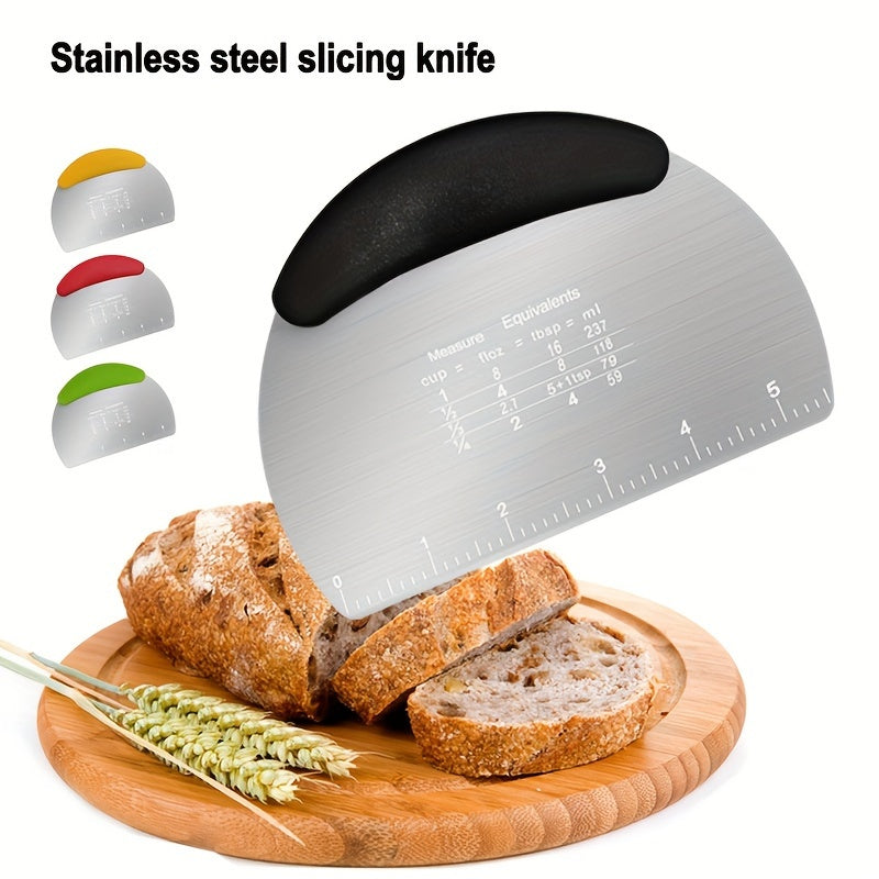 1PC Dough Scraper, Stainless Steel Cutter, Food Scraper, Pastry Dividing Tool, Bread and Bakery Cutting Board, Baking Kitchen Gadget