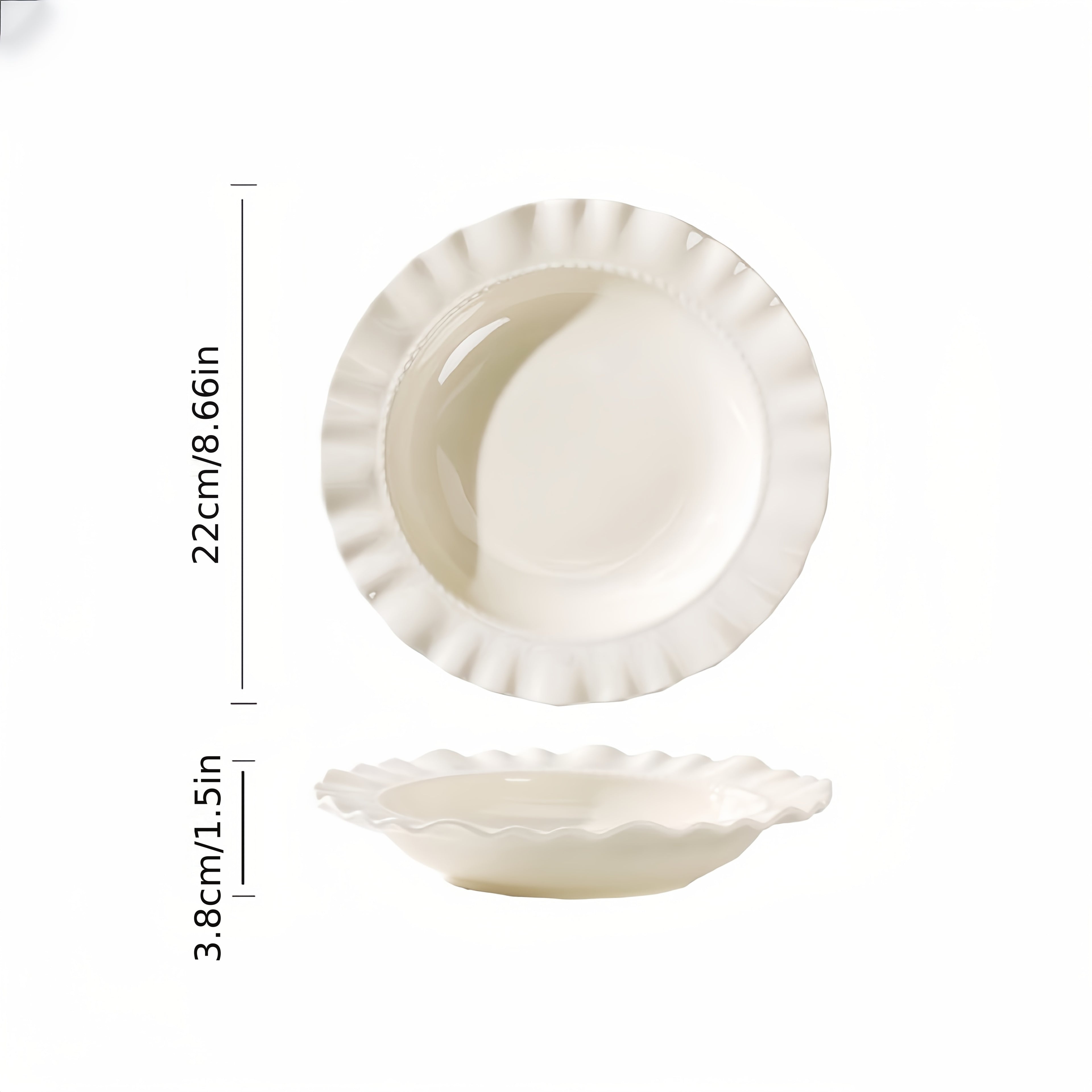 Cream-Style French Lace Western Dinner Plate, Reusable PP Plastic Home Tableware, Serving Plate, Soup Plate, Deep Plate & Bowl Set – Perfect for Cold Dishes, Deli, Desserts, Party Food, Stackable Storage