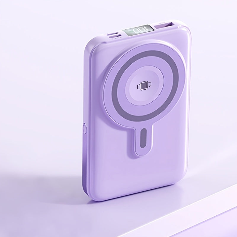 3 in 1 Wireless Power Bank for Summer, Featuring a 20000Mah Magnetic Charger with a Digital Display And Stand. This Portable Battery Pack Is Compatible with Mobile Phones, Headphones, And Watches