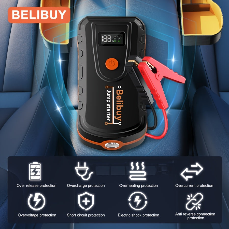 Car Jump Starter High Power Car Starter | Advanced Portable Emergency Car Starter - Powerful 6000mAh Rechargeable Battery, Charges, Suitable for Vehicles Under 36V, Upgraded Version, Reliable Emergency Power Source