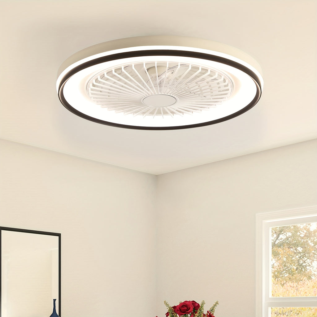 Sofucor 19 Inch Modern Ceiling Fan | RGB Color Changing Light, Dimmable Remote, Reversible DC Motor, 7 Blades & 3 Timers, for Living Room, Dining Room, Study & Bedroom