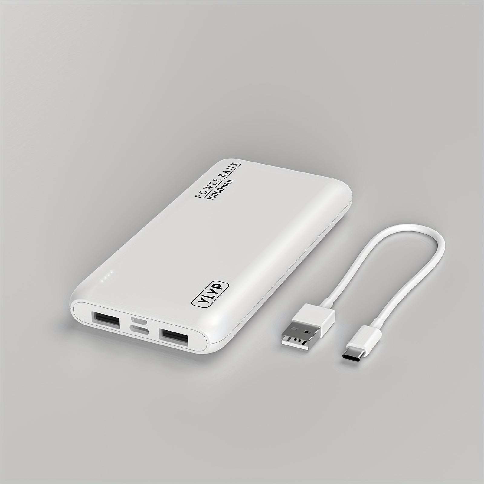 10, 000Mah Slim And High-Capacity Portable Power Bank, Featuring a 5V2A Dual USB Charger with an LED Battery Indicator, Compatible with for iphone And Android Devices, Offering 2 USB Outputs And Type-C/Micro Inputs