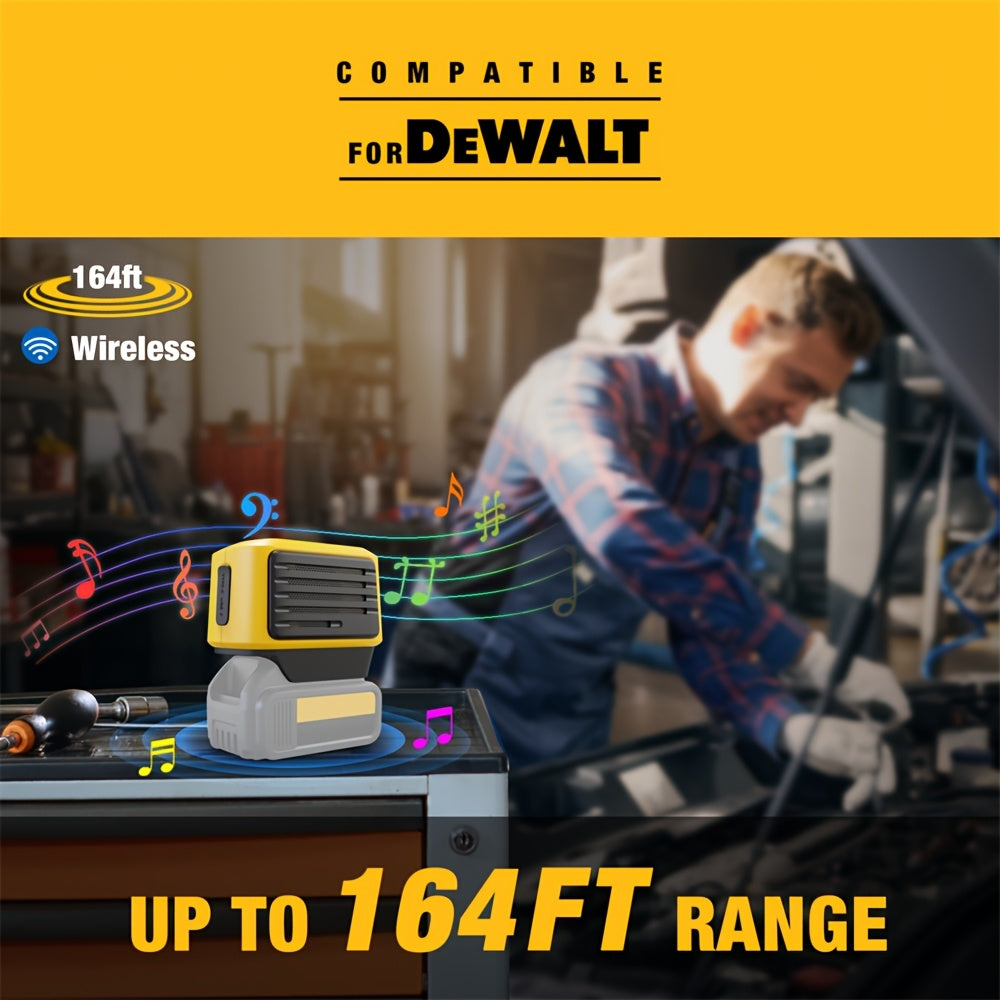 SurgeSonic 大音量 HiFi 工地扬声器，适用于 DeWALT 18V 和 20V Max 电池 - 便携式高保真立体声音响，带 USB-A/C 充电、PD20W、低音、无线连接、应急灯，非常适合车库工作、建筑、户外派对、节日礼物（不含电池）、Hi-Fi 便携式盒子