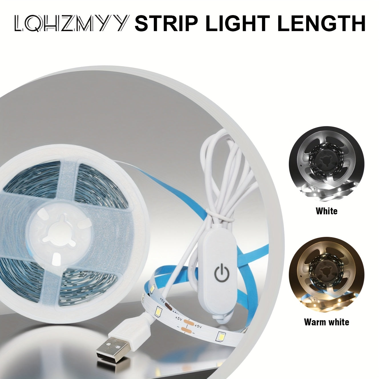 LQHZMYY LED灯条，触摸开关，易于安装，USB接口，装饰LED灯 | 时尚LED灯条 | 可灵活装饰灯带 | 卧室装饰灯，适用感恩节复活节情人节圣诞节等