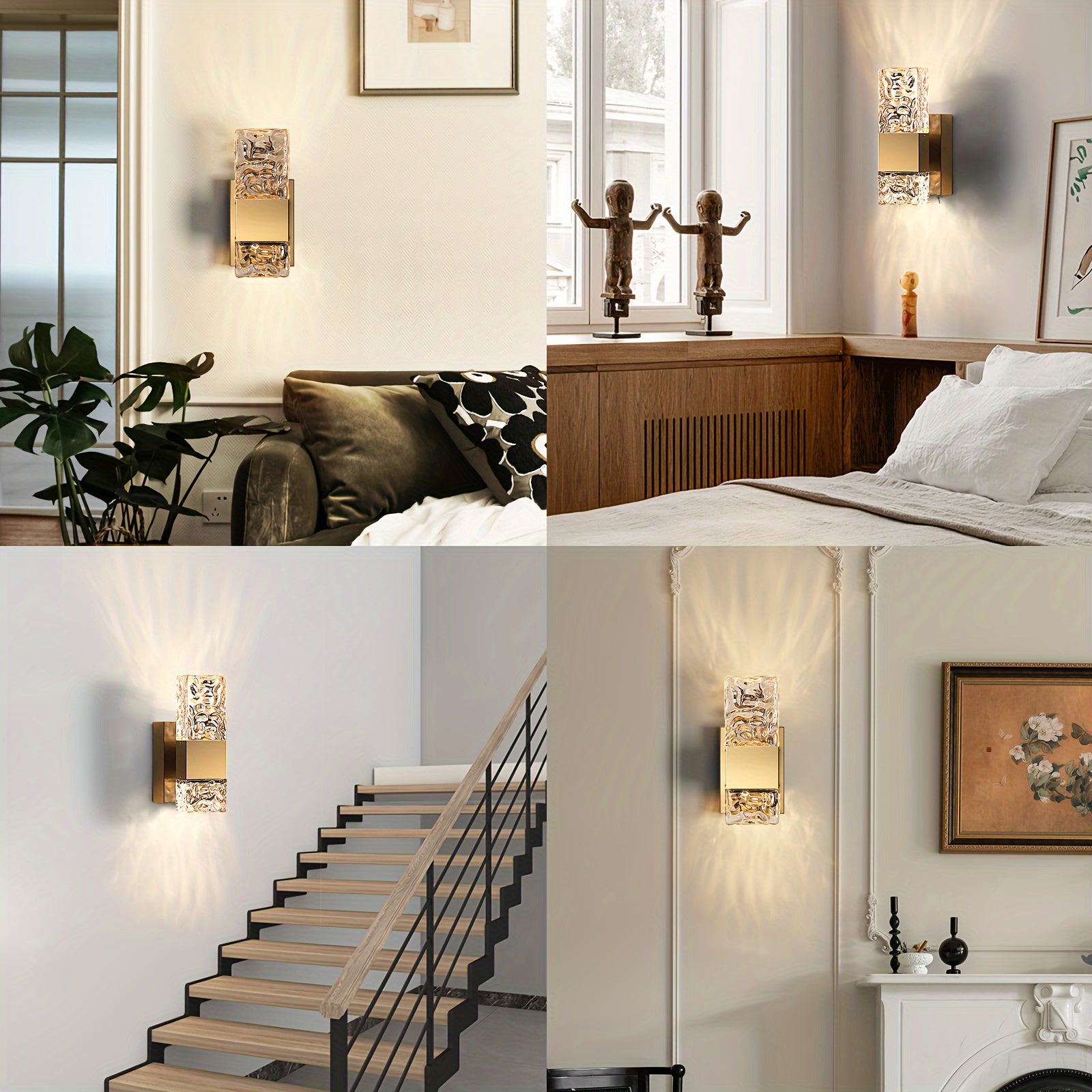 One Battery Operated Wall Light Modern Dimmable Wall Lamp, Indoor No Hardwiring Required, Halloween Christmas Decorative Light Fixture for Bedroom Living Room Hallway