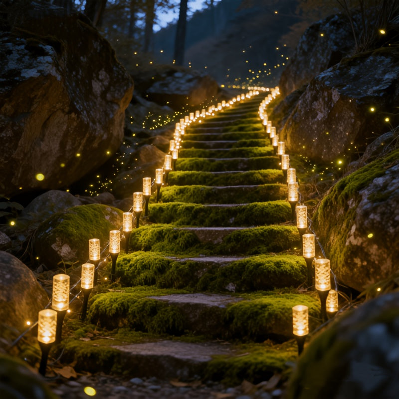18-Piece Outdoor Solar Light, Colorful LED Ice Silk Garden Ground Insert Light, IP54 Waterproof Rating, Warm Light Landscape Lighting, Suitable for Courtyard, Lawn, Patio, Walkway, Fence and Party Decoration (Warm Light / White Light / RGB)