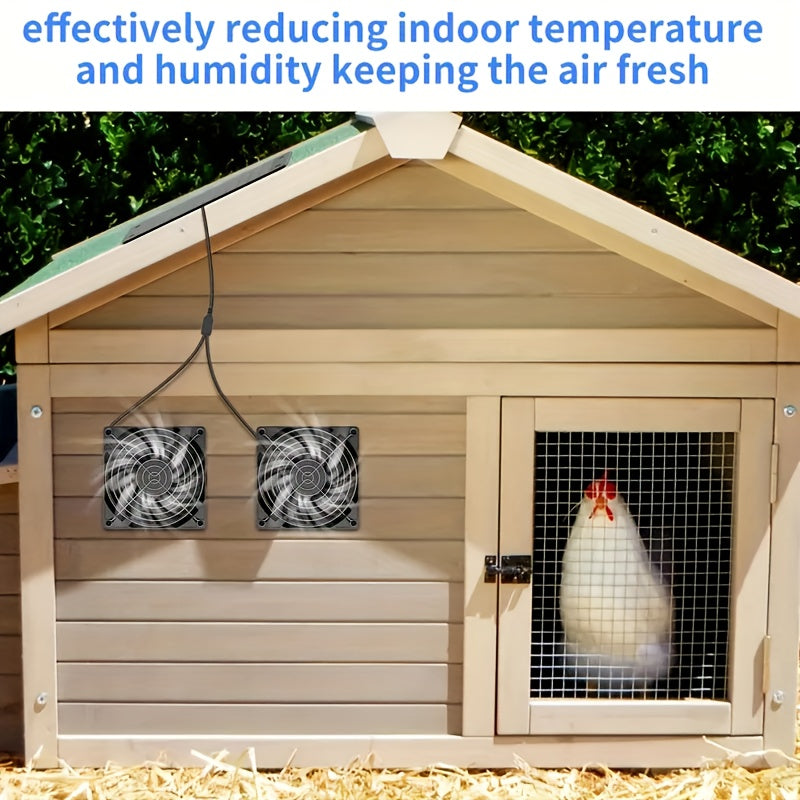Rcl Solar Fan, Equipped with Two Solar Powered Fans, Designed for Ventilation and Air Circulation in Outdoor Places Such as RVs, Campsites, Pet Sheds, Windows, Chicken Coops, Greenhouses and Sheds