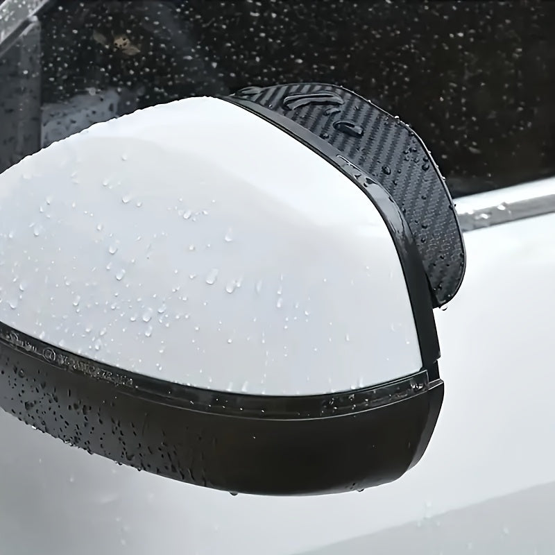 2pcs Car Side Mirror Rain Visor – Thickened Carbon Fiber Texture Rain Cover, Waterproof & Anti-Fog for Enhanced Clear Vision, Reinforced Edges for Durable Mirror Protection. Ideal for Rainy & Night Driving. Universal Fit Auto Modification Accessory