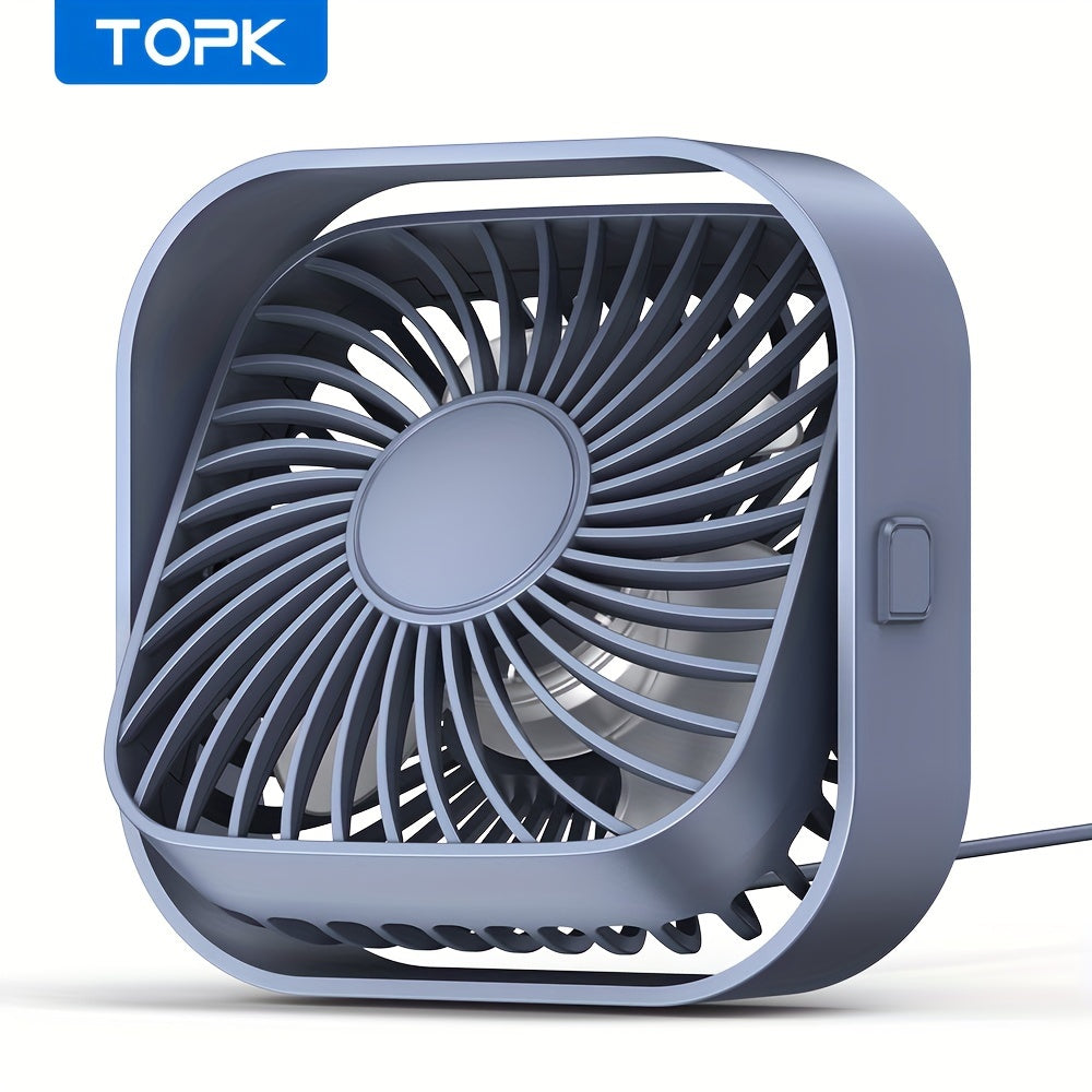 RV Fan, TOPK K51 Mini USB Desk Fan, Premium Brushless Motor, Quiet Operation, High Airflow, Elegant Design, Perfect for Bedroom or Personal Use on Small Tables
