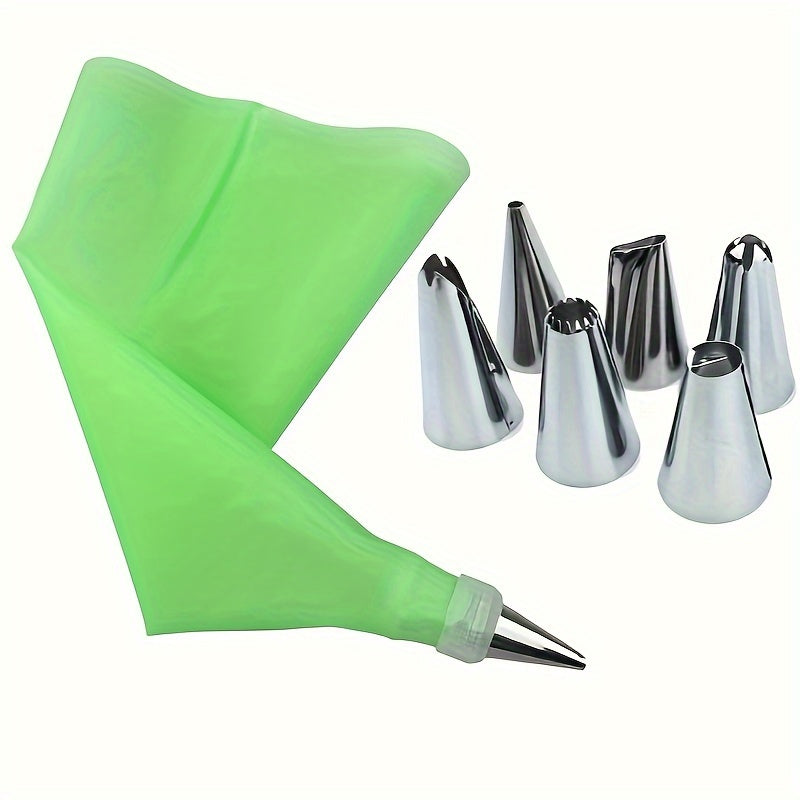 Reusable EVA Piping Bag Set with Stainless Steel Nozzles, Cake Decorating Tools for Puff Cream Icing