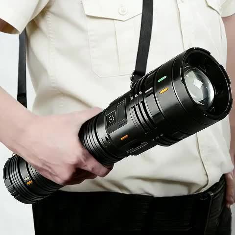 High Power LED Flashlight, Super Bright Adjustable Beam, Built-In High Capacity Lithium Battery, Durable ABS Material, IP44 Waterproof, Ideal for Camping Travel Patrol, Perfect Christmas Gift