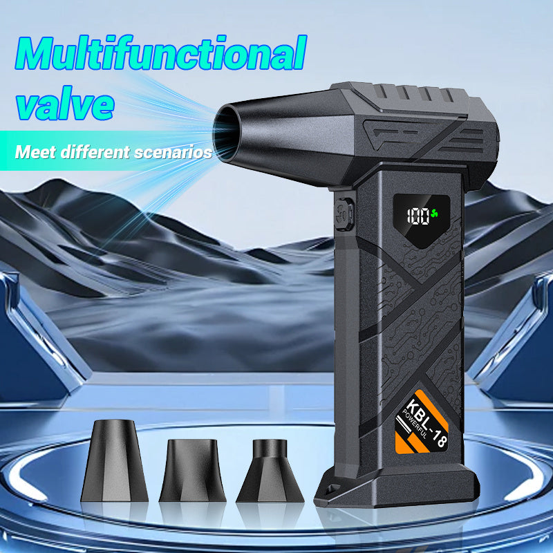 9000000RPH High Power Brushless Motor Turbo Fan, Air Dryer, Type-C Rechargeable Battery, Digital Display, LED Lighting, Multiple Adapters Included, Suitable for Car Windshield, Leaf Blowing, BBQ Charcoal Ignition