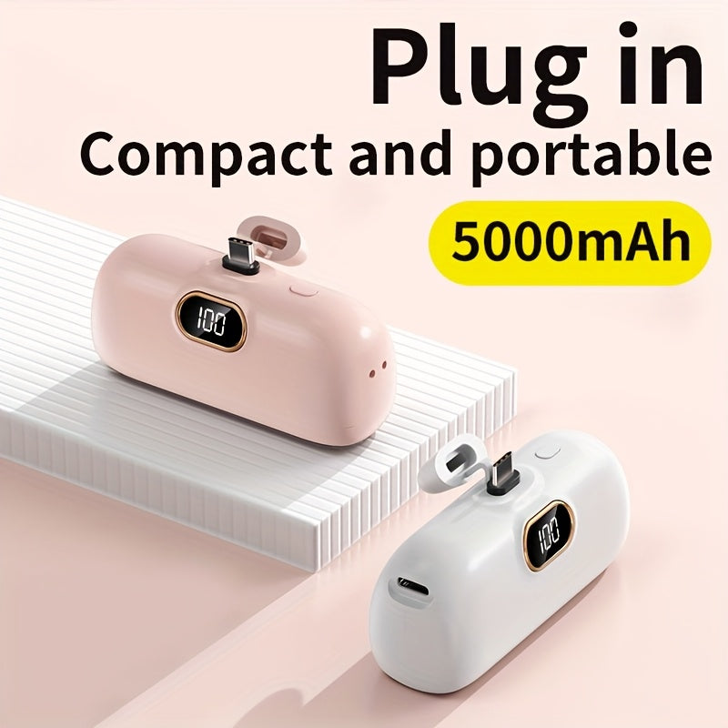 BYGP 5000Mah Portable Power Bank, a Compact Emergency Charging Solution, USB Backup Battery for Mobile Phones Featuring an LED Digital Display And Type-C Compatibility, Ideal for Iphones, Perfect As a Gift