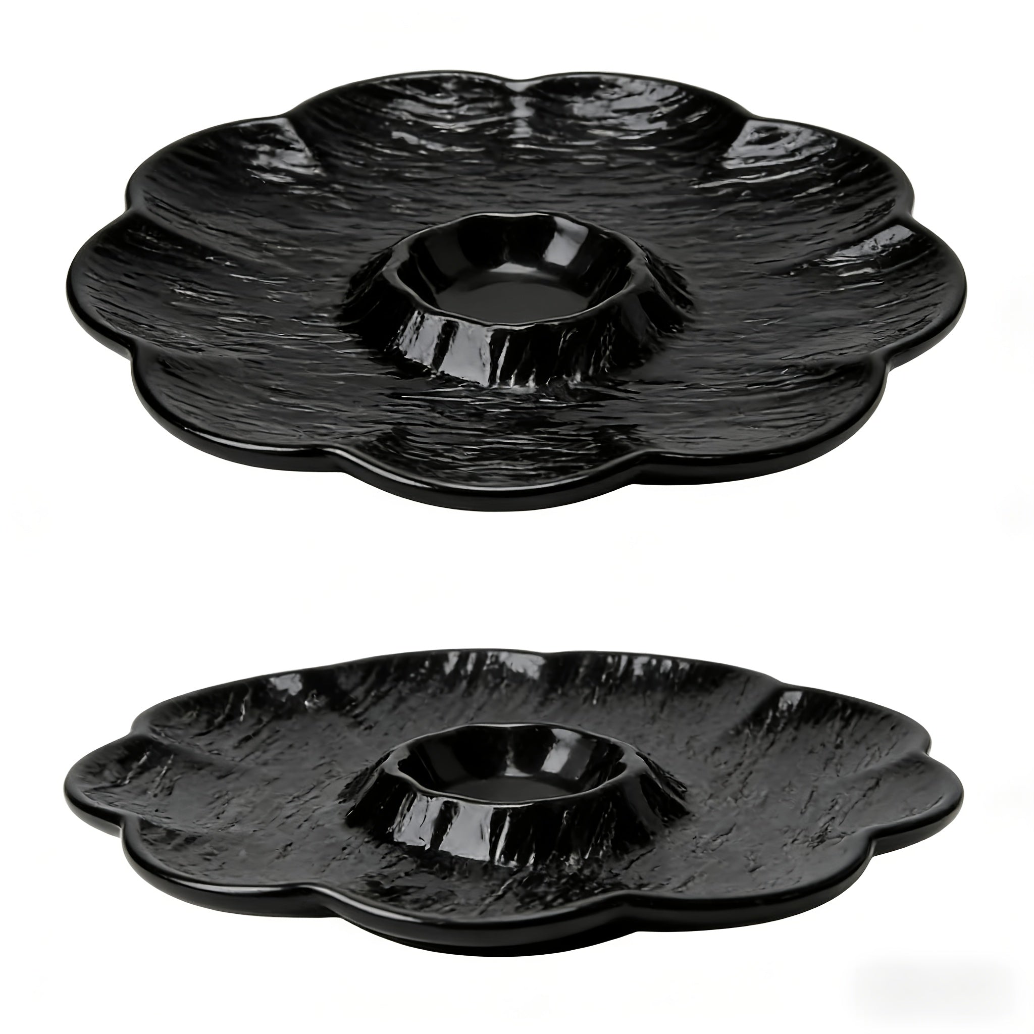 2pcs Novel Multi-Use Plastic PP Dinner Plate with Sauce Dish, Reusable Home Sushi Plate, New Year Dumpling Plate – Perfect for Dumplings, Deviled Eggs, Noodles, Vegetable Platter, Sushi, Tacos, Salsa, Deli, BBQ Breakfast Dips