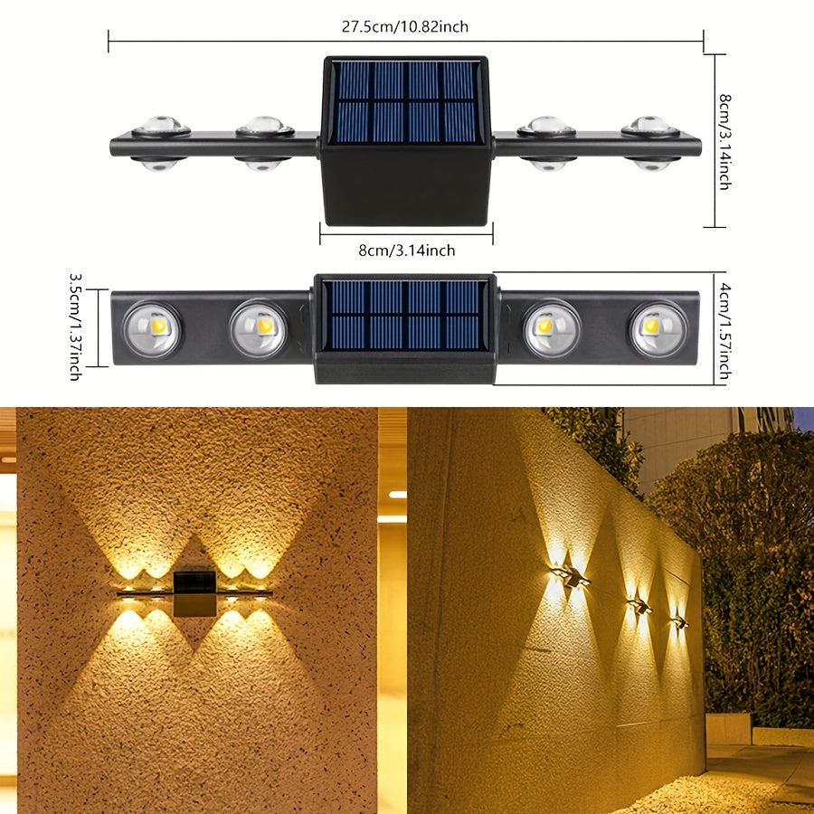 Solar Assemble Convex Mirror Wall Light Exterior Wall Light LED Outdoor Lighting Solar Garden Light Wall Light Decorative Landscape Light for Courtyard, Garden, Fence, Deck, Wall, Holiday Decoration