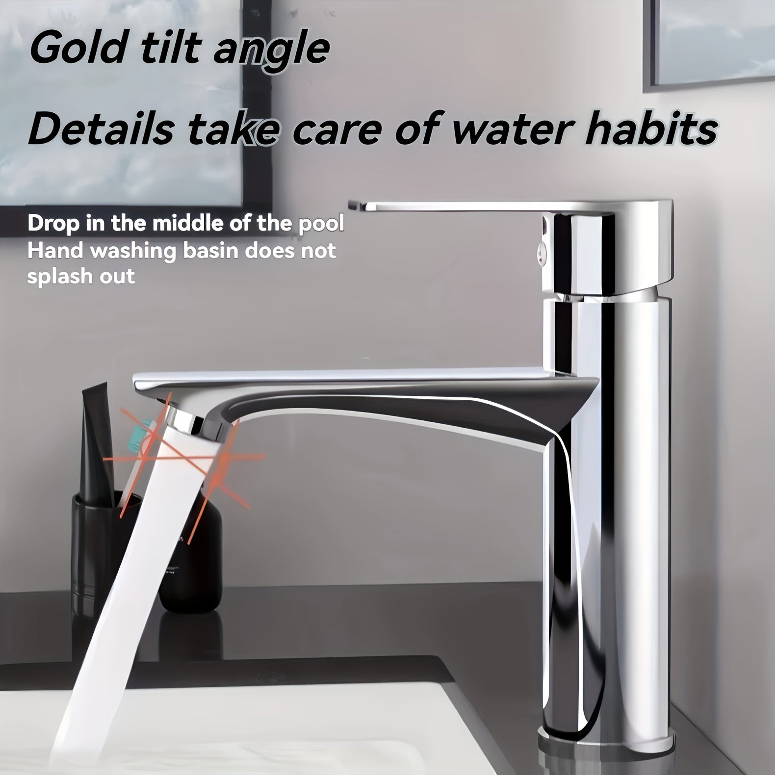 Single Hole Modern Chrome Bathroom Faucet - Water-Saving Technology, Hot/Cold Control, Single Handle Operation, Valve, for Sink & Vanity, Durable Plated Faucet (Connectors Included)