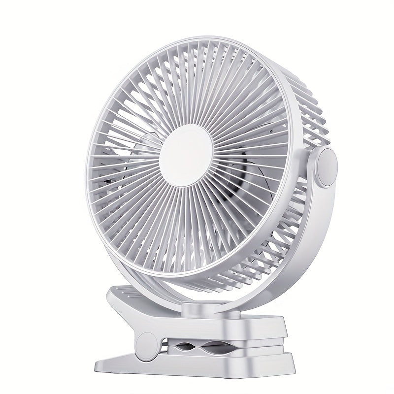 10000mAh Large Size Portable Desktop Fan, 5 Speed Levels, LED Digital Display for Power & Gear, 360° Adjustable Air Angle, USB Rechargeable Long Lasting Battery Fan for Office Camping Party Travel
