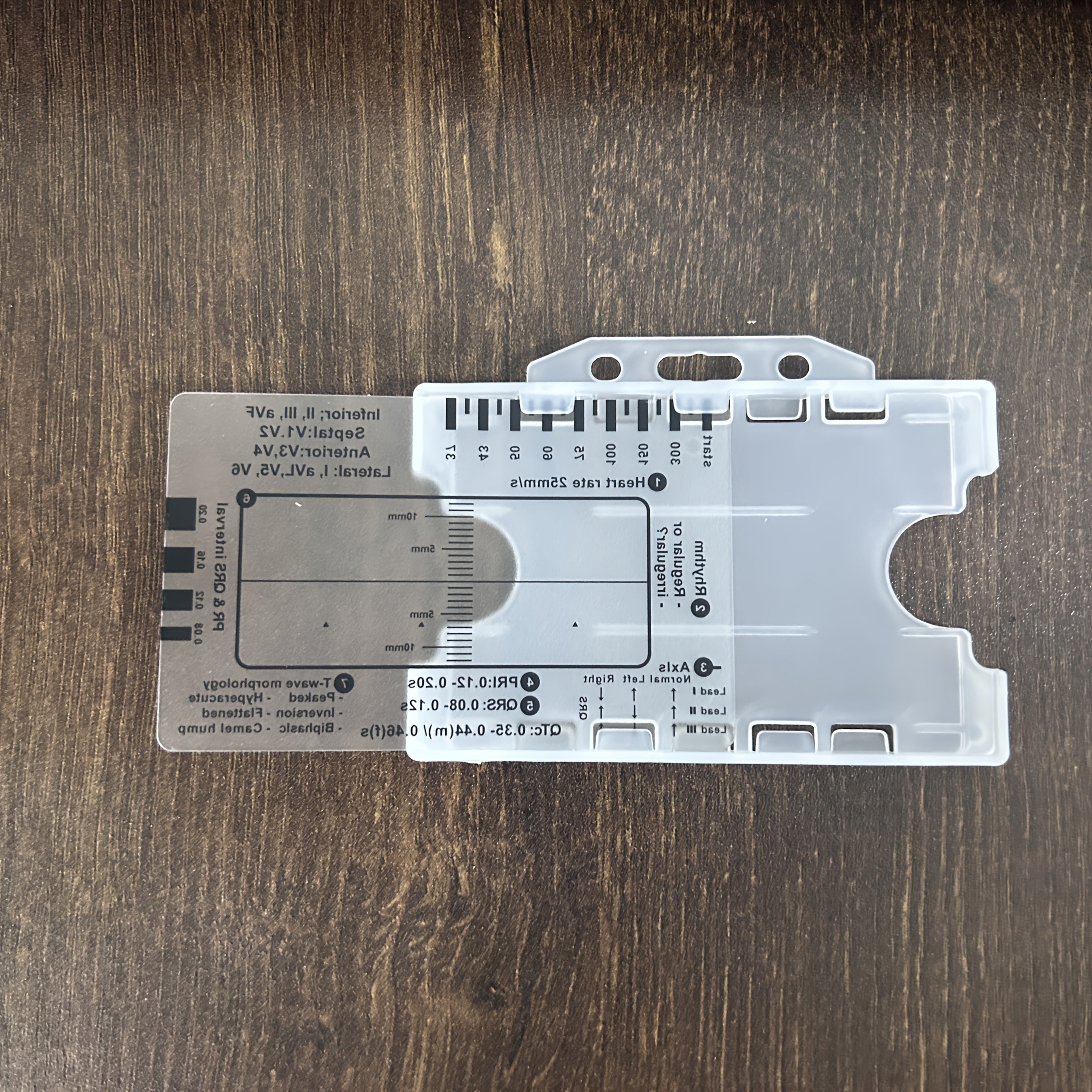 1/2件卡套装心电图尺，带有卡套耐用，塑料尺测量工具用于心电图心电图解释的心电图 7步尺