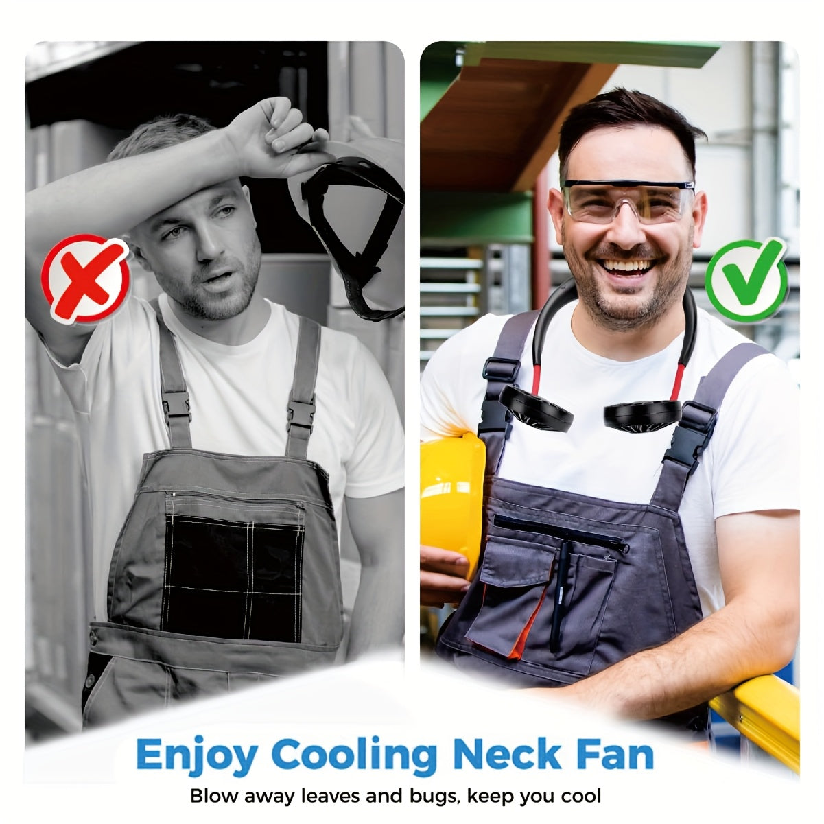 Upgraded Portable Neck Fan, Foldable Hands-Free Wearable Hanging Neck Fan, 360° Rotation Ultra Quiet Strong Airflow Head Cooling Fan with Long Battery Life, Ideal for Sports Office Home Outdoor Travel