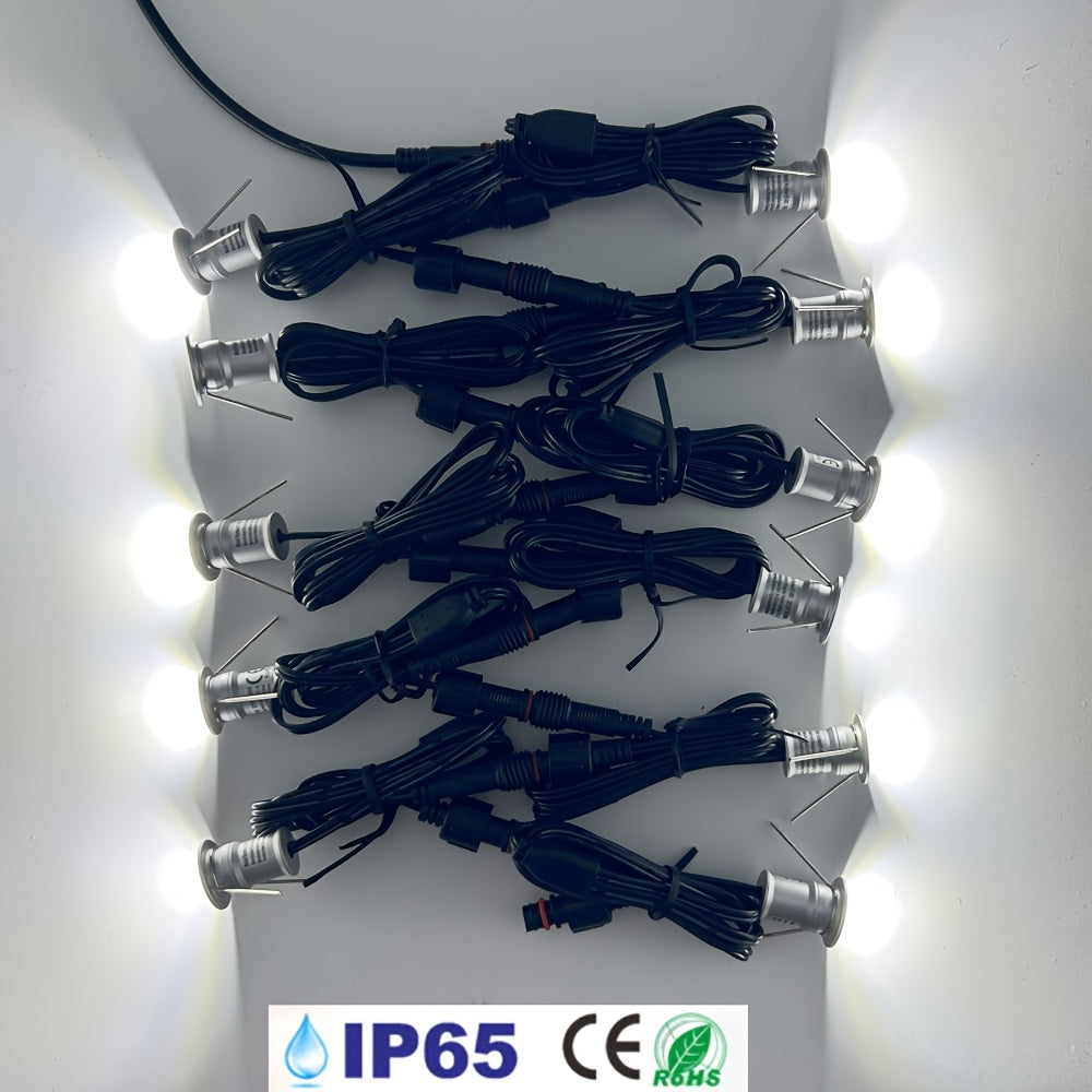 6个/11个 低压 12V 迷你地下灯，LED楼梯地面景观灯，1W楼梯甲板灯，12V花园灯，IP65户外15mm埋地LED灯，庭院、小路、露台装饰射灯