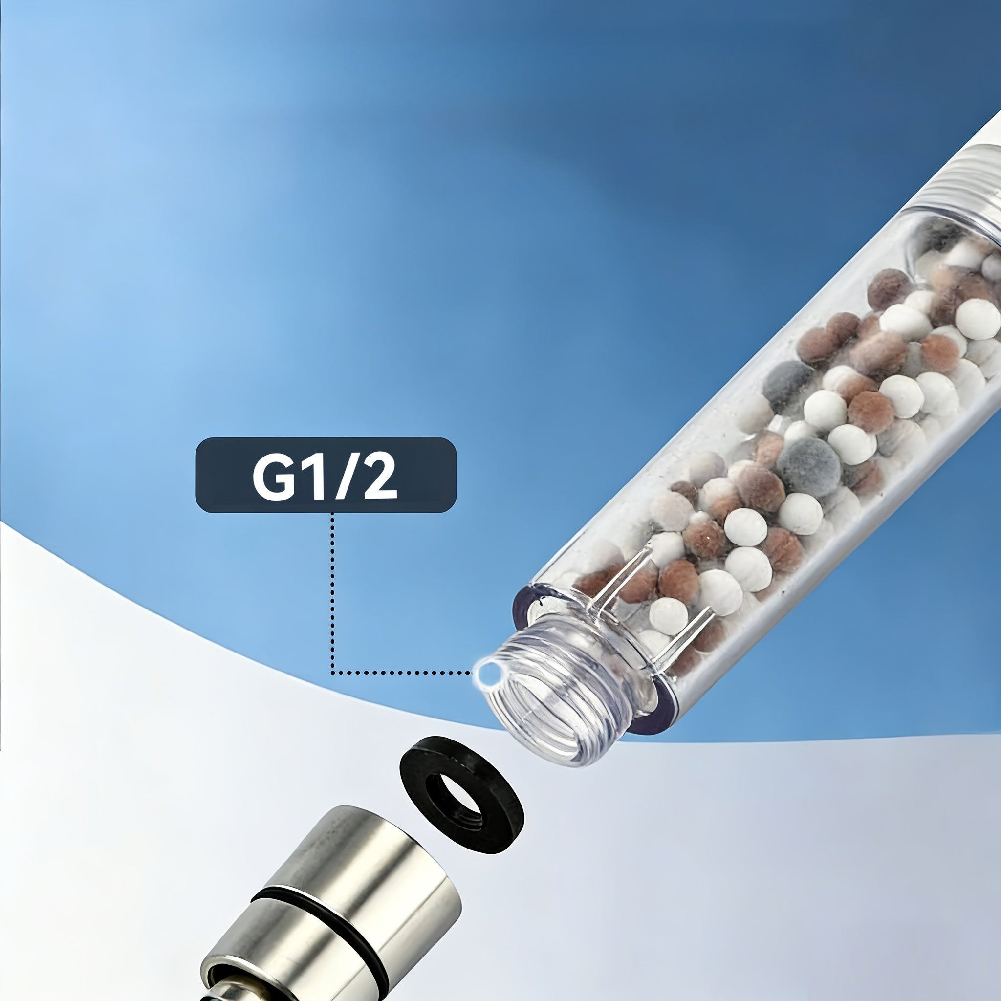 German Quality Handheld Shower Head - High Pressure Cream White, 5 Spray Modes, Built-in Filter Beads, Polished Finish, Luxury Bathroom Shower Accessory - For Shower Use Only