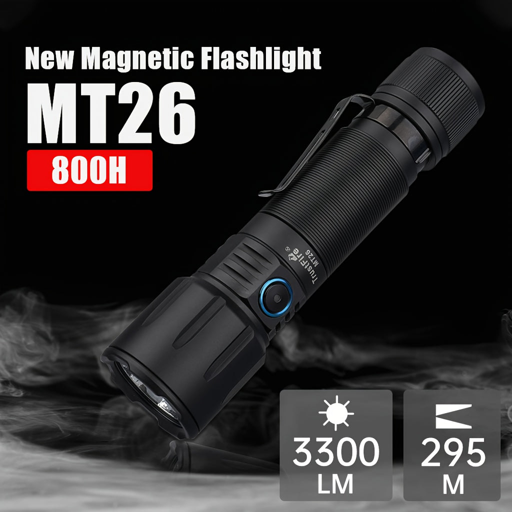 TrustFire MT26 Rechargeable LED Flashlight 3300 Lumen High Brightness Shockproof Work Light Type-C Charging for Disaster Prevention Camping Hiking Power Outage Emergency