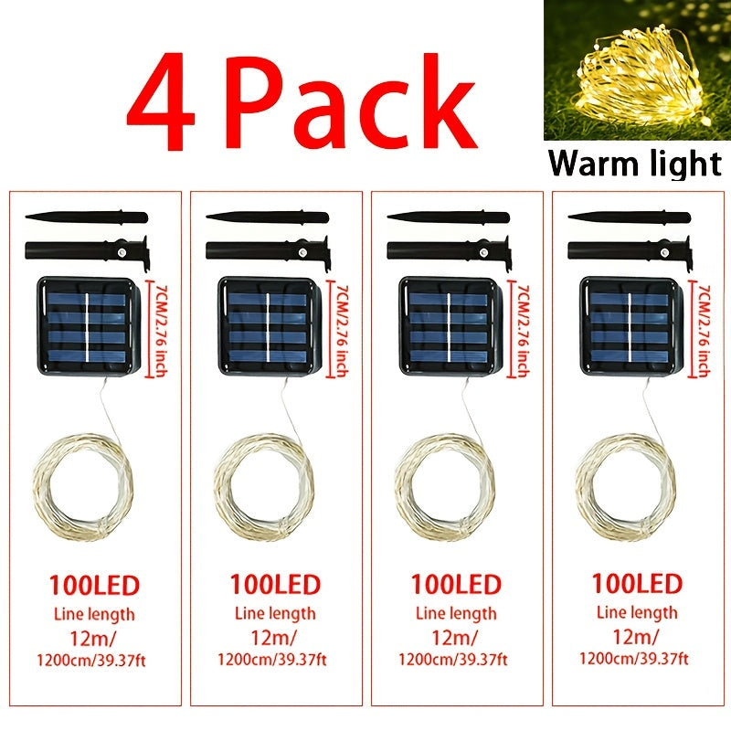 4套50LED×4/100LED×4/200LED×4/300LED×4，派对，婚礼，圣诞装饰，太阳能充电