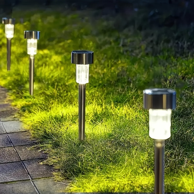 10-Piece Outdoor Stainless Steel Solar LED Light Set. Garden Decoration, IPX4 Waterproof Rating Solar Landscape Light. Suitable for Patio, Lawn, Walkway, Courtyard, Garden, Festivals, Parties, Gatherings