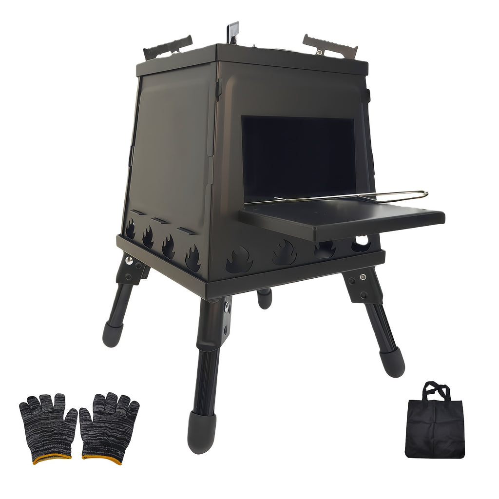 Portable Wood Burning Stove | Compact Outdoor Cooking Solution with Carry Bag, Iron Material, No Ignition Function, Compatible with Dry Wood/Charcoal - HALFIRE/