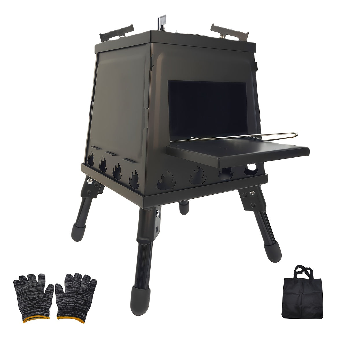 Portable Wood Burning Stove | Compact Outdoor Cooking Solution with Carry Bag, Iron Material, No Ignition Function, Compatible with Dry Wood/Charcoal - HALFIRE/
