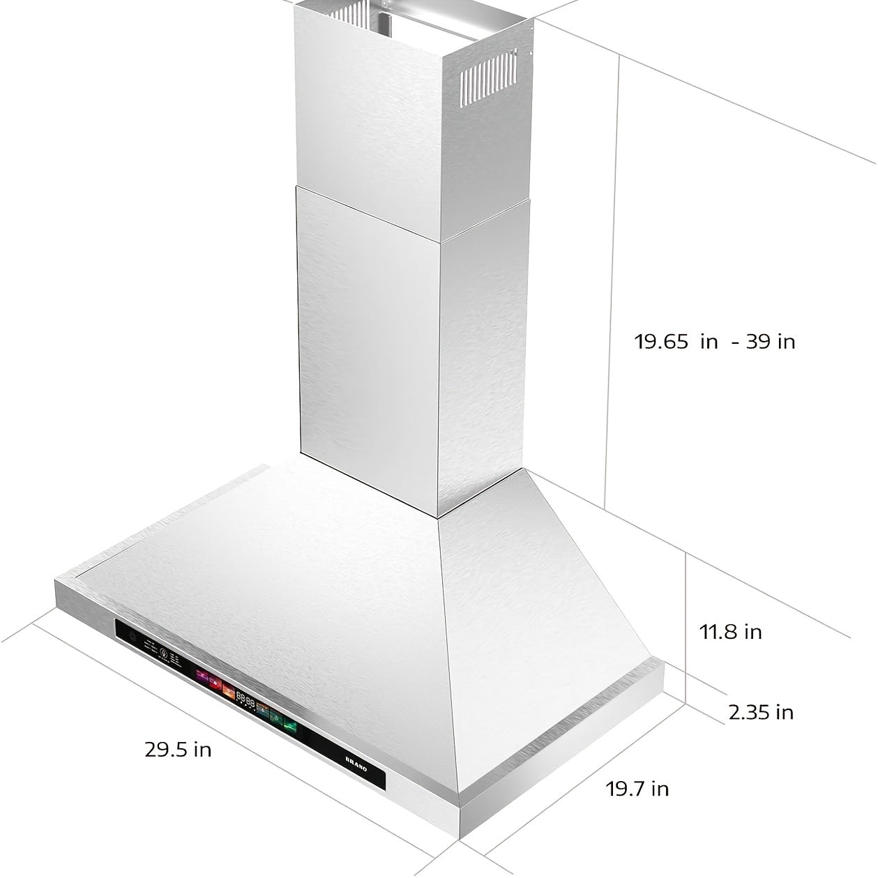 900CFM Wall-Mounted Range Hood, Stainless Steel, Voice/Gesture/Touch Control, Convertible Ducted/Ductless Kitchen Exhaust Fan, 4-Speed Fan, Memory Mode, 4 Adjustable Lights