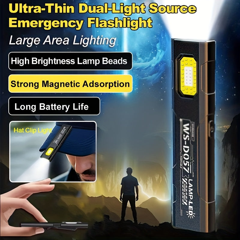 -Pack Handheld LED Flashlights, Portable Mini 5-Mode Torch, USB Rechargeable, Bright Outdoor Lantern with Pen Clip, Red & Blue Strobe Light, Slim & Lightweight Work Light, Ideal for Hiking, Fishing