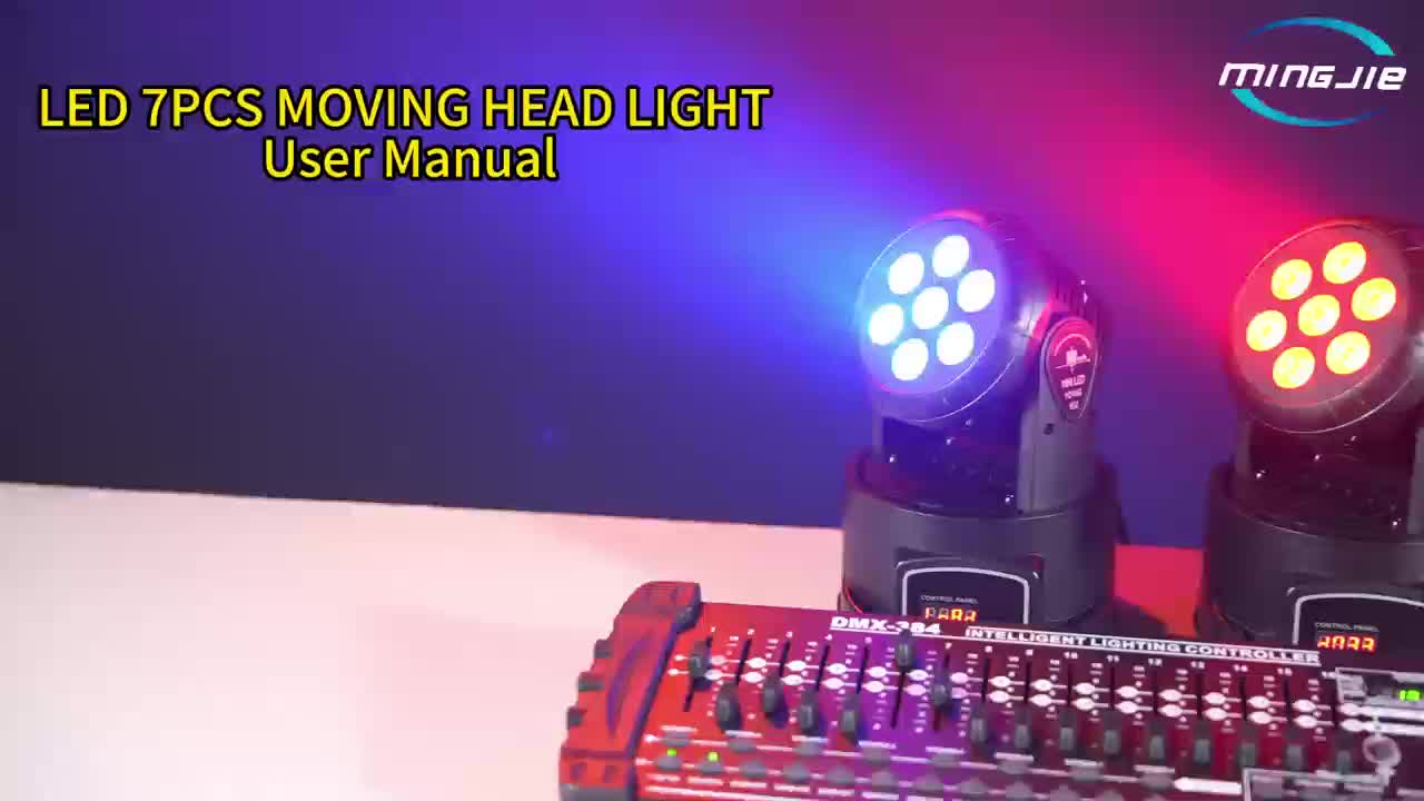 Moving head light RGBW stage lighting DJ light 7 x 10W LED beam spotlight 9/14 channel wash light, with DMX and sound activation, suitable for parties, churches, weddings, bars, Christmas, Halloween, disco and other occasions