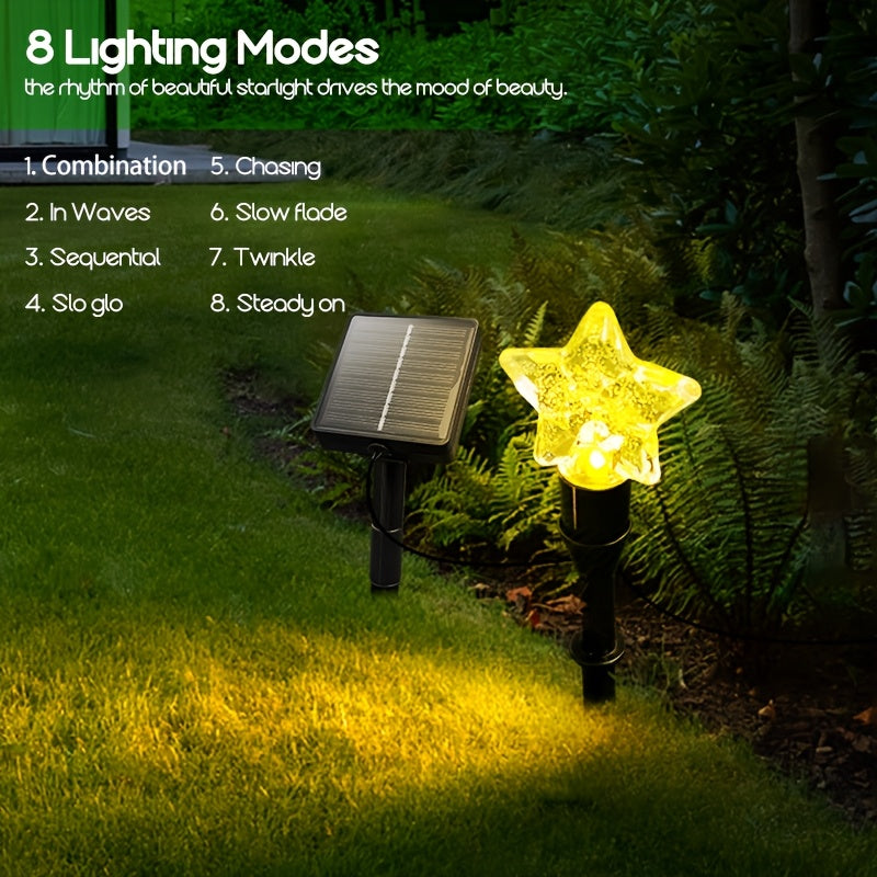 Outdoor Solar Courtyard Light, 10-LED Star Solar Courtyard Light, Outdoor Decorative LED Light, Suitable for Outdoor Garden Path, Lawn Decoration, Perfect for Valentine's Day, Mother's Day, New Year and Ramadan Decoration