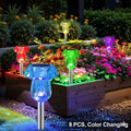 8-Pack Solar Outdoor Light Set, Diamond Cut Design, with Color Changing Option and Warm White & White Light, for Illuminating Pathways, Gardens, Lawns, Courtyards, Landscapes, Walkways and Backyard Decoration