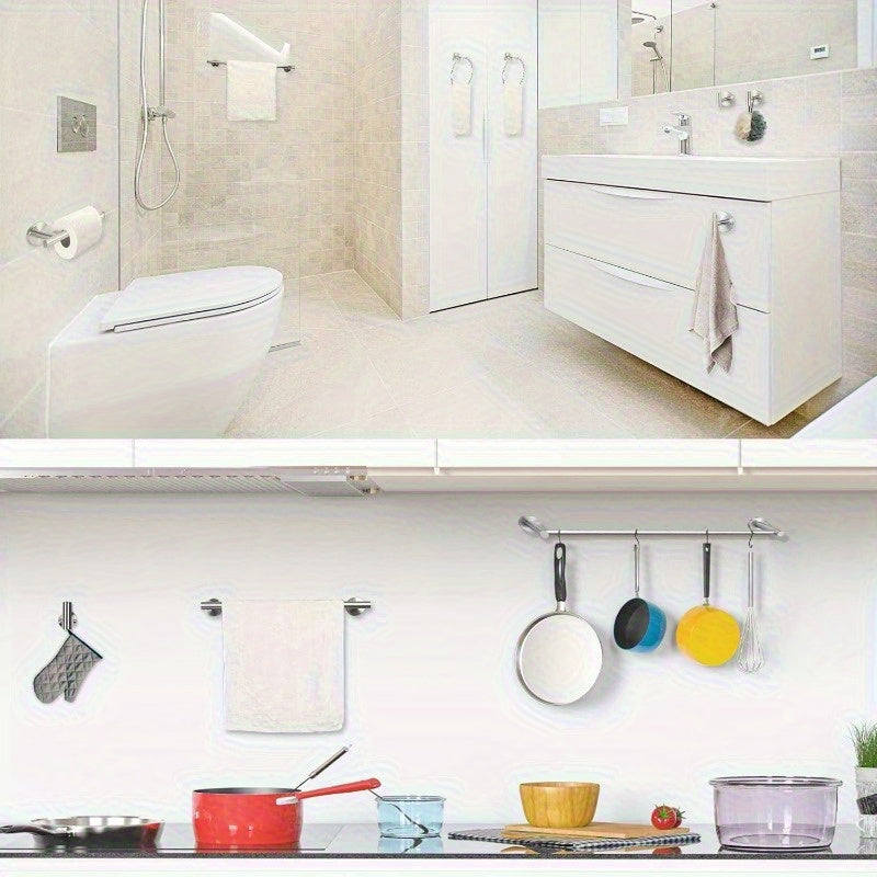 10-Piece Bathroom Hardware Accessory Set - 23.6" Towel Bar, Towel Ring, Toilet Paper Holder, Robe Hook, Stainless Steel Bathroom Accessories Combo