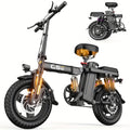 UPlee 740W 成人电动自行车，20MPH 全悬挂舒适骑行，48V15Ah，最大续航 32 英里可折叠电动自行车，14 英寸无内胎越野轮胎,城市通勤