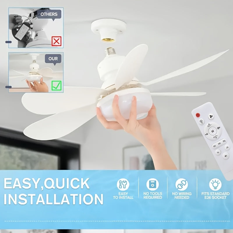 White LED Ceiling Fan Light with 3 Adjustable Speeds and Remote Control, 16.5 Inch / 20.5 Inch Fan Lighting Fixture, 30W / 40W Dimmable Color Changing Fan Light, Hardwired, 100V-240V Working Voltage, Color and Wood Grain Optional