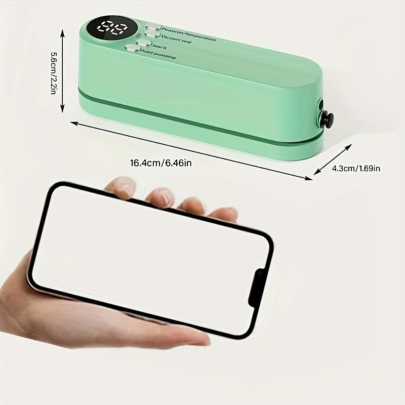 Compact Vacuum Sealer with Digital Display - Fast Sealing, Comes with Pump and Sealer Bags, for Food Preservation, Snacks, Meat, Fruits and Vegetables - Space-Saving Design Vacuum Sealer