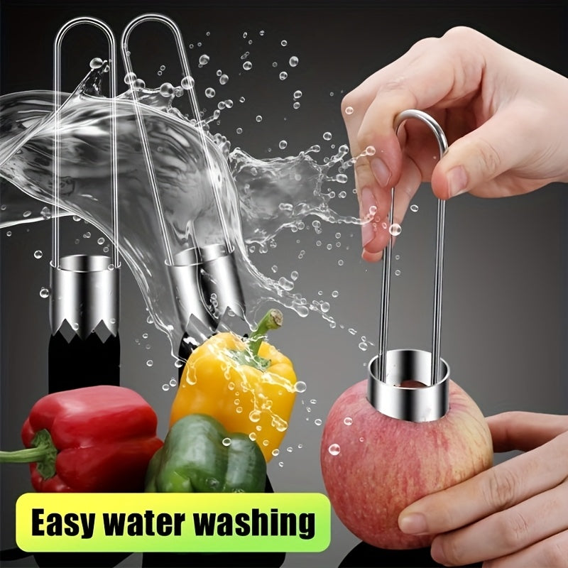 Stainless Steel Pit Remover – Red Bell Pepper Corer, Vegetable & Fruit Seed Cutter, Convenient Kitchen Tool for Fast Removal, Usable in All 4 Seasons