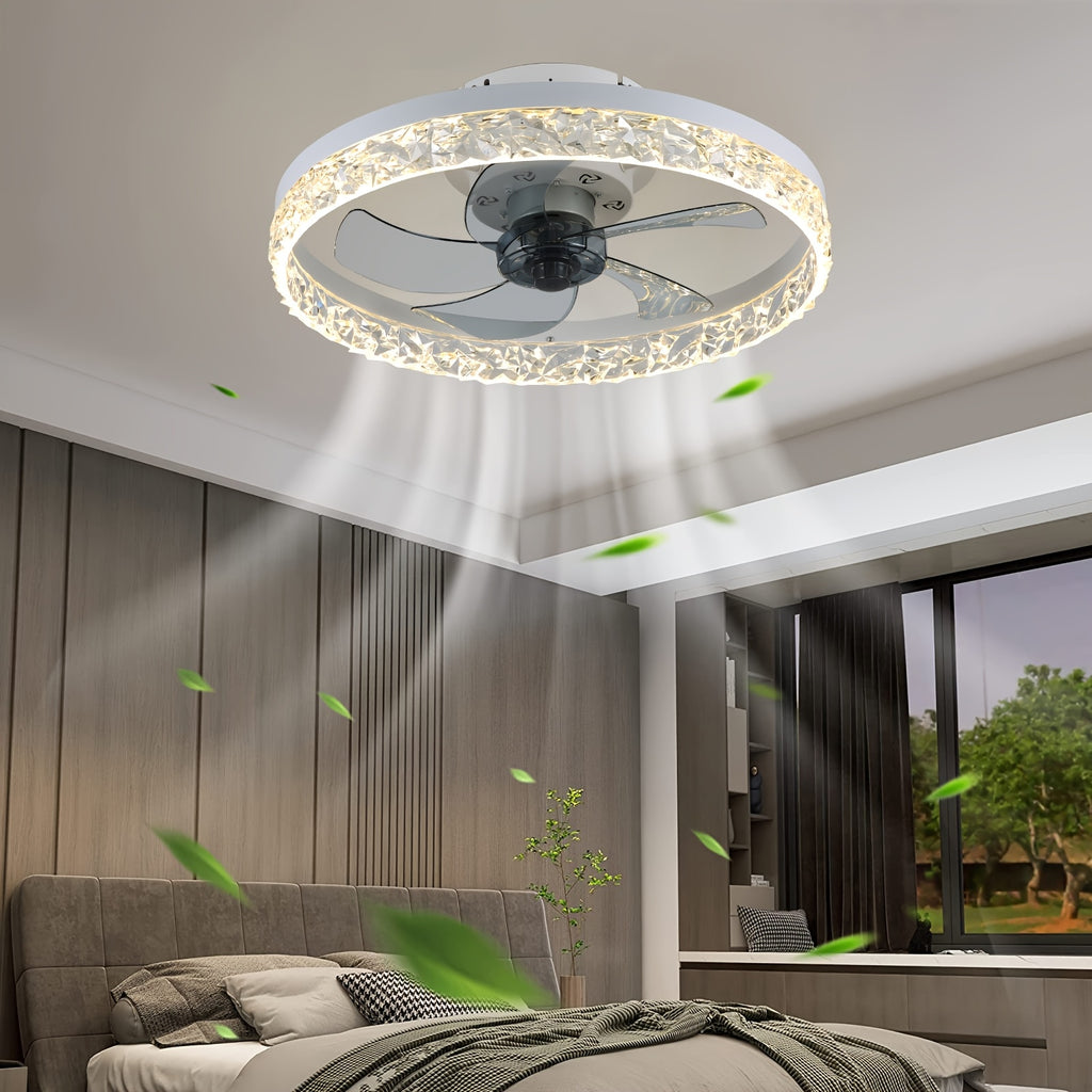 19.7 Inch Low Profile Flush Mount Ceiling Fan with Light, 3 Color Dimmable LED, 6 Speed Timer Remote Control, Reversible Motor Ceiling Lamp for Room & Bedroom Decor
