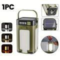 1 Pack Rechargeable LED Solar Camping Light Portable Foldable Hanging Tent Lamp 6 Lighting Modes Handheld Flashlight for Hiking Travel Fishing Emergency and Gift Giving