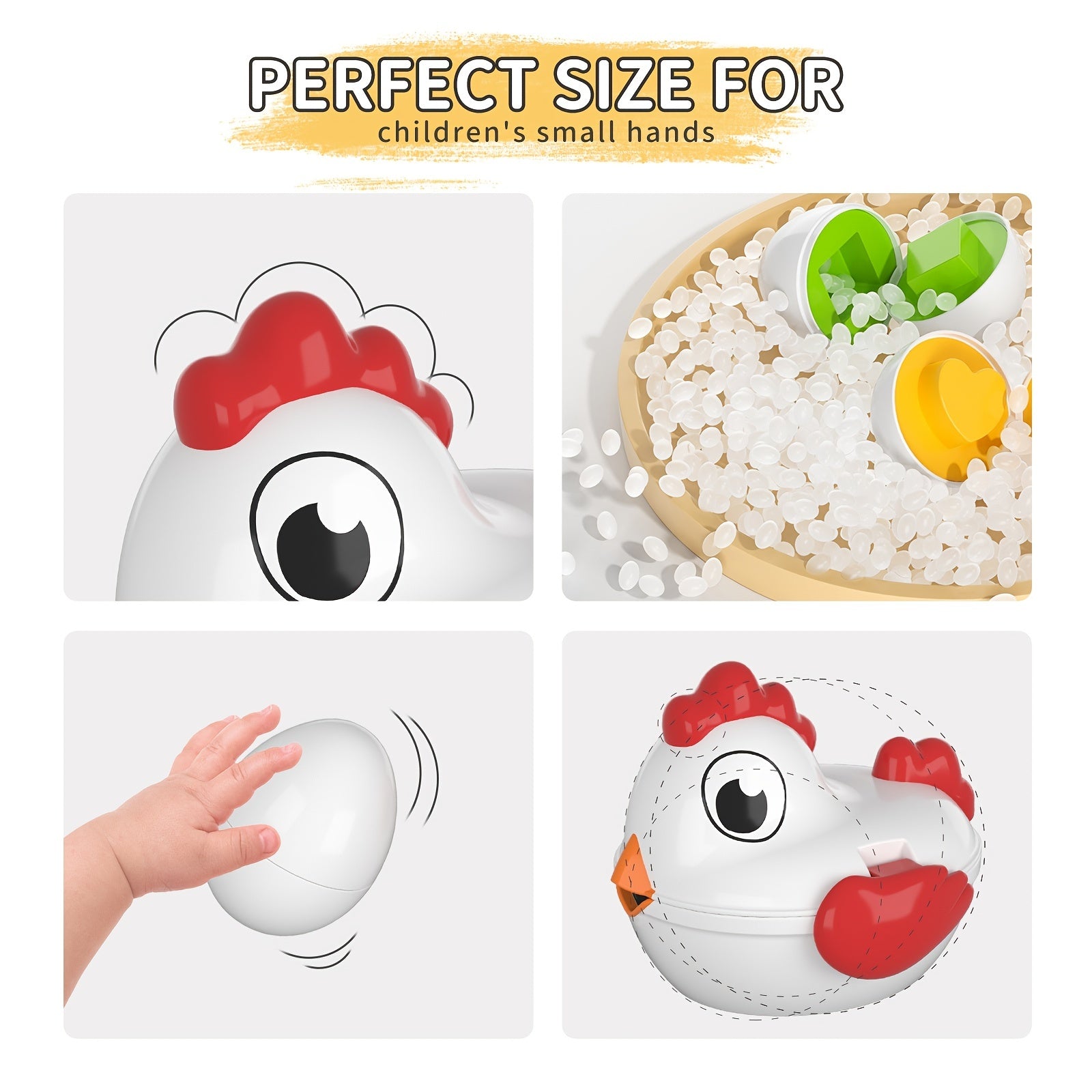Babyhome TEMI 鸡肉复活节彩蛋玩具 - 颜色匹配游戏形状分类器，含 6 个玩具彩蛋，适合儿童，精细运动技能感官玩具，教育玩具，适合万圣节、圣诞节礼物