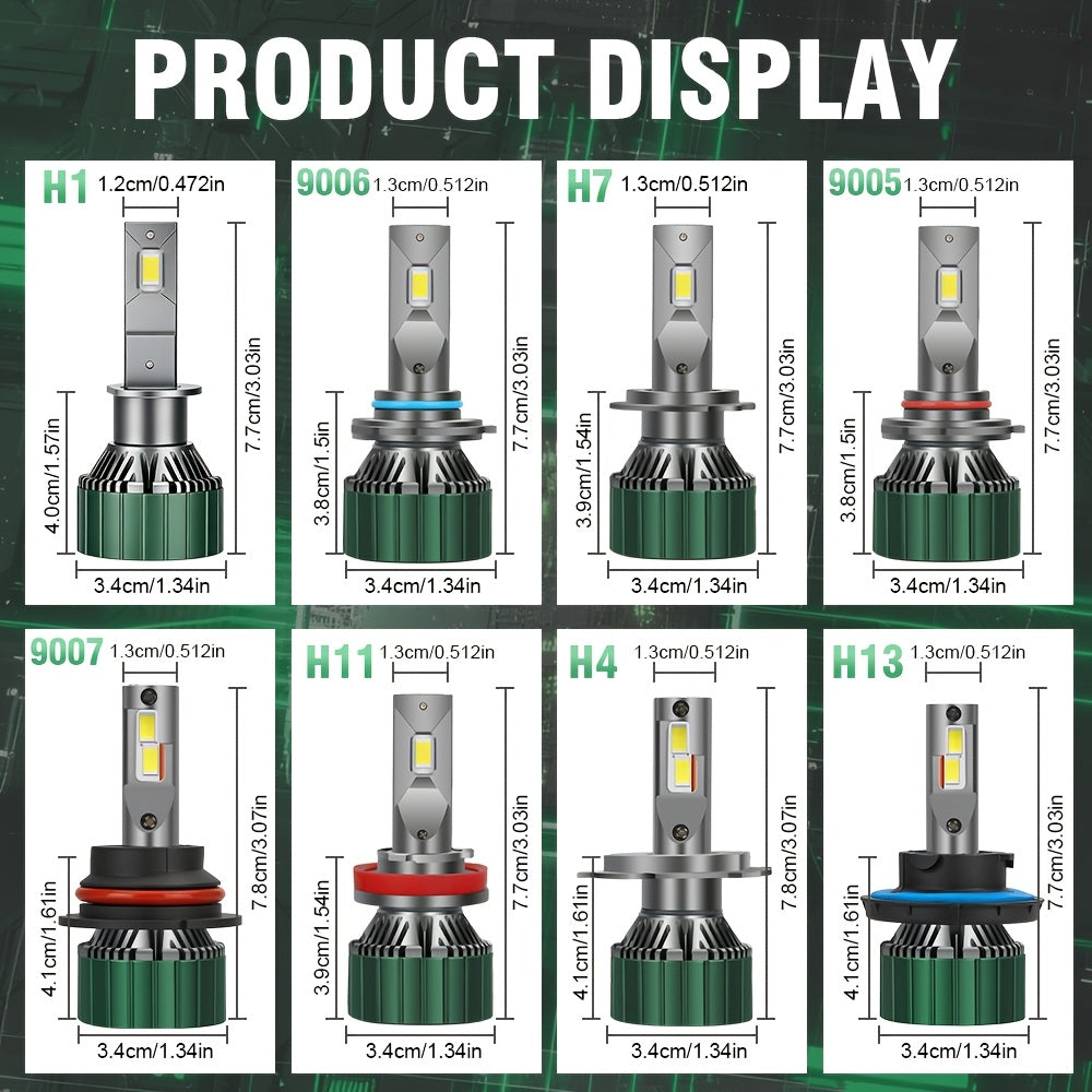 LSLIGHT H4 H7 LED Headlights 2-Pack, High Power, Canbus Compatible, H11 H1 9005 HB3 9006 HB4 Turbo Light, Emits 6000K White Light, Suitable for Cars, Ideal for Fog Lights, No Battery Included