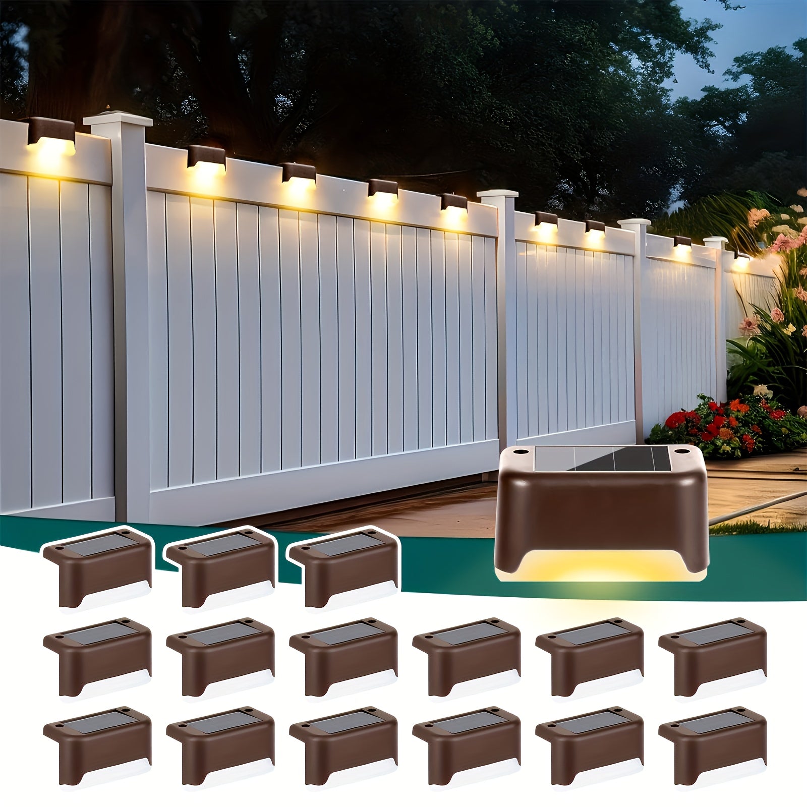 32/16/8/4 Pack Solar Outdoor Courtyard Light - Waterproof LED Warm White Landscape Lighting, Durable Matte Metal Finish, Auto On/Off Solar Light, Perfect for Stairs, Steps, Fences, Courtyards and Pathways, Sturdy Structure