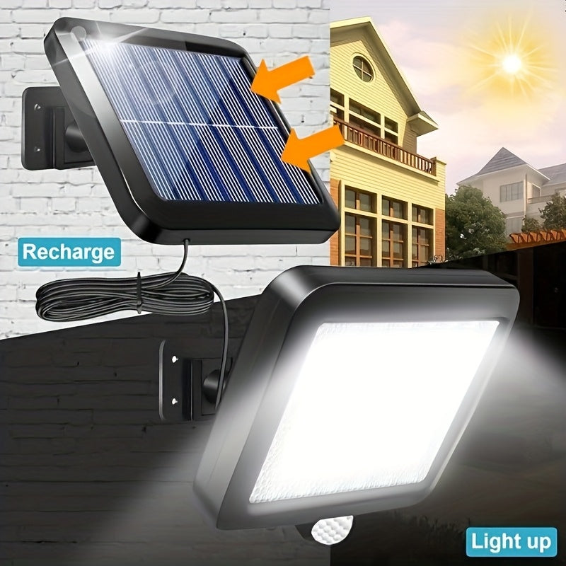 1 Pack Outdoor Solar Light, Outdoor Street Light, Fast Charging Solar Motion Deck Light, with 122 High-Brightness LEDs, with Remote Control, Perfect for Courtyard, Garden, Commercial Streets and Area Lighting